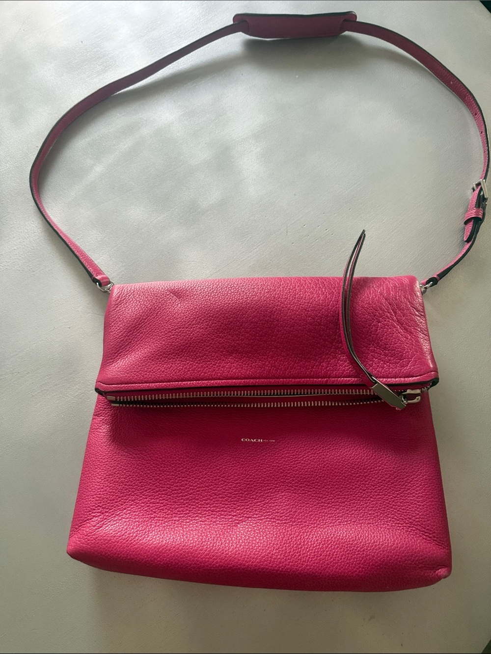 Coach Hot Pink Pebbled Leather Crossbody Bag